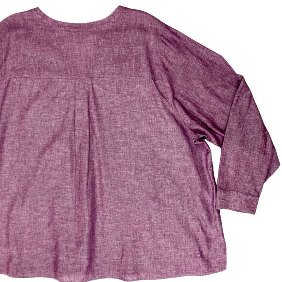 Lane Bryant Linen Blouse Womens Sz 26/28 Burgundy Summer Breathable Casual Chic - Picture 8 of 16